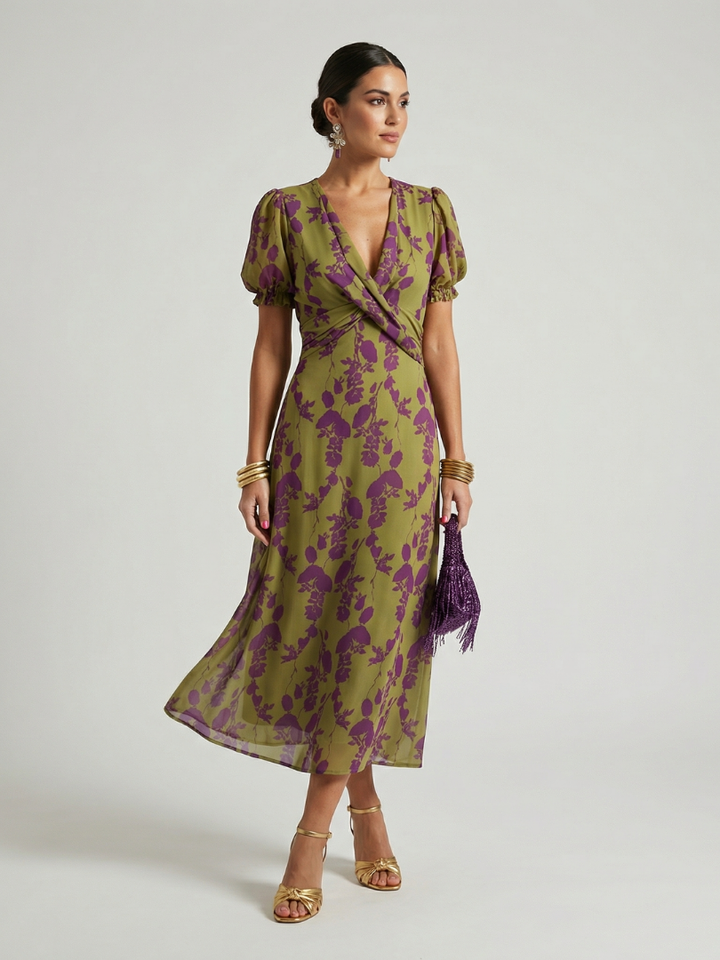 Virel | Vestido midi floral de corte holgado