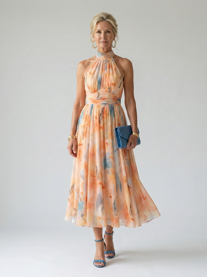 Elin | Vestido midi halter suave