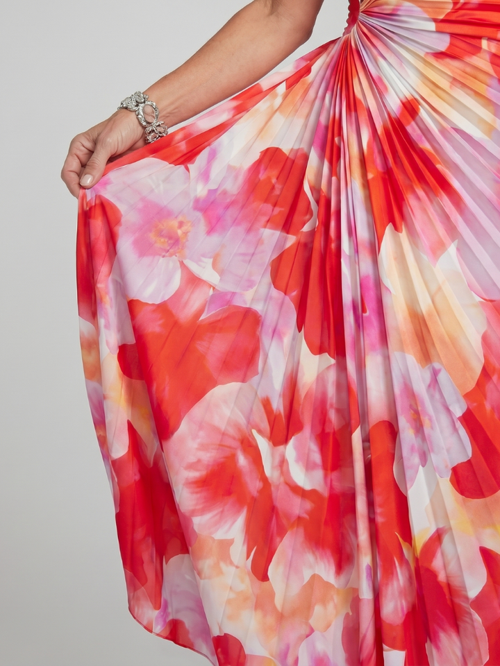 Taya | Vestido midi de un solo hombro con corpiño plisado