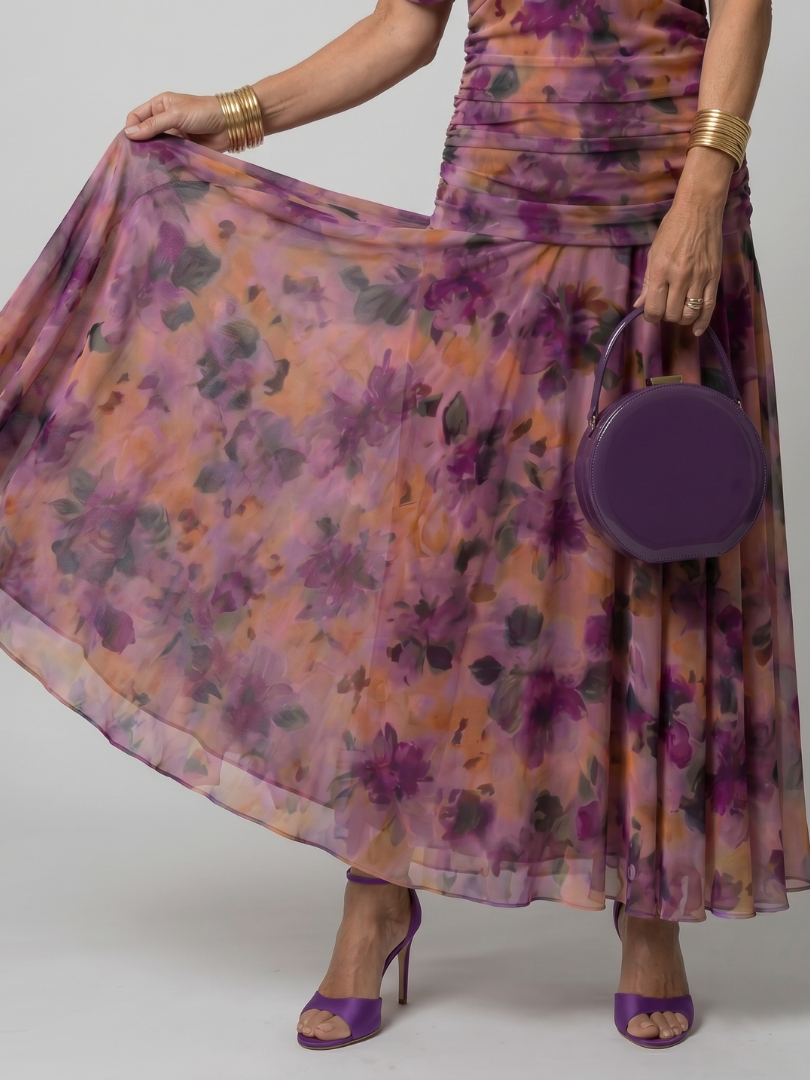 Calen | Vestido midi de hombro descubierto con caída fluida