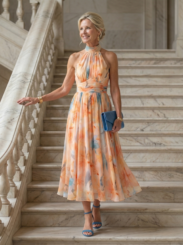 Elin | Vestido midi halter suave